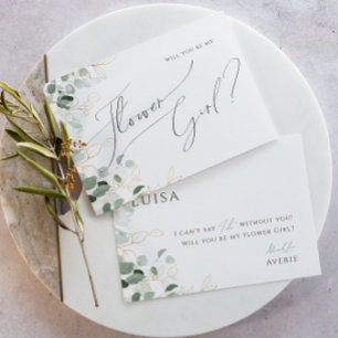 Whimsique Grey och Guld Underordnat flickkort Inbjudningar