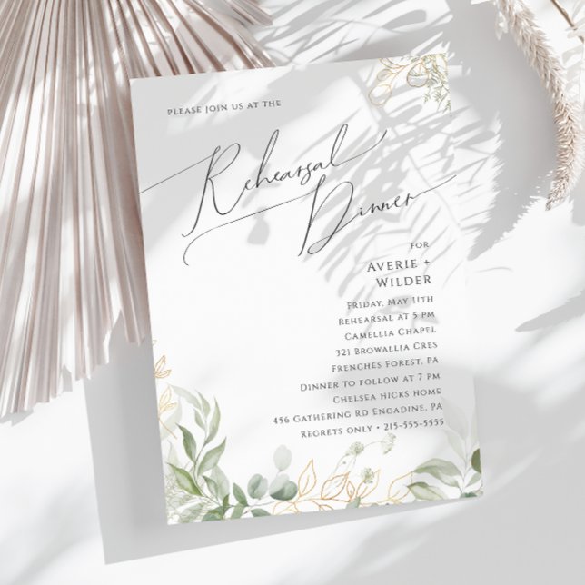 Whimsique Grey och Guld | Upprepningsmiddag Inbjudningar (Skapare uppladdad)
