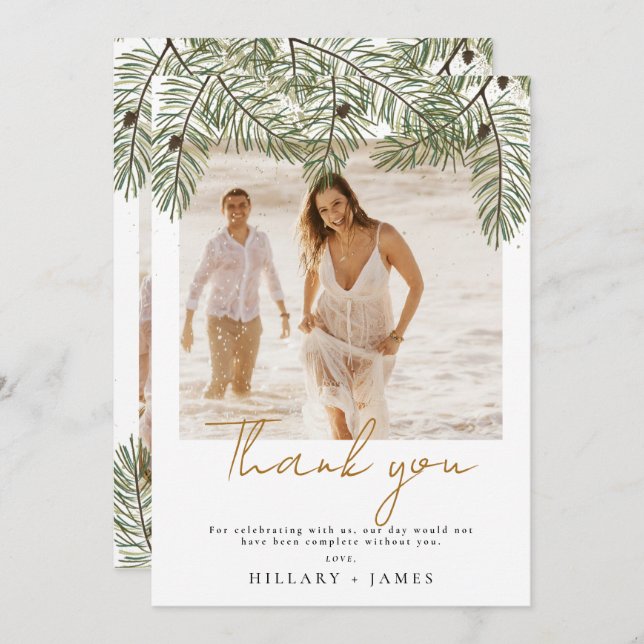 Whimsique Grönt Gräs Photo Bröllop Tack för ditt k Inbjudningar (Fram/baksida)