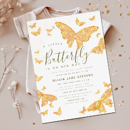 Whimsique Guld Butterfly Boho Chic Baby Shower Inbjudningar