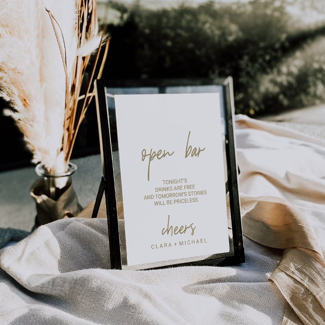 Whimsique Guld Calligraphy Open Pub Sign Poster (Skapare uppladdad)
