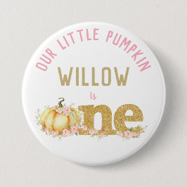 Whimsique Guld Glitter Pumpkin 1st Birthday Girl Knapp