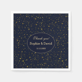Whimsique Guld Starry Night Navy Blue Bröllop Pappersservett
