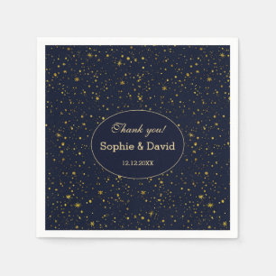 Whimsique Guld Starry Night Navy Blue Bröllop Pappersservett