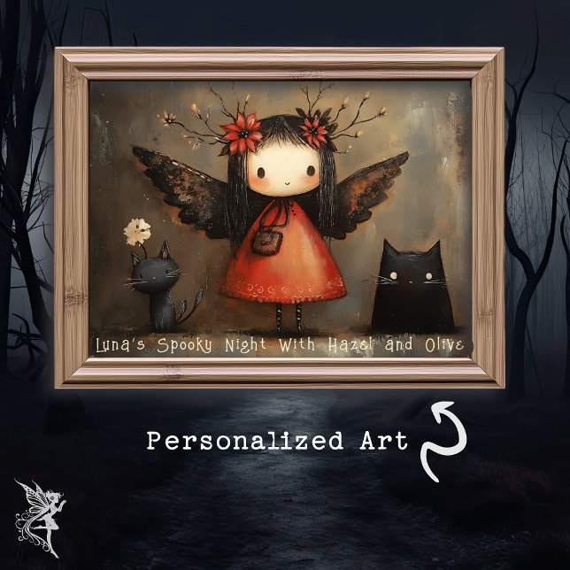 Whimsique Halloween Fairy & Cats Personlig Wall Poster (Skapare uppladdad)