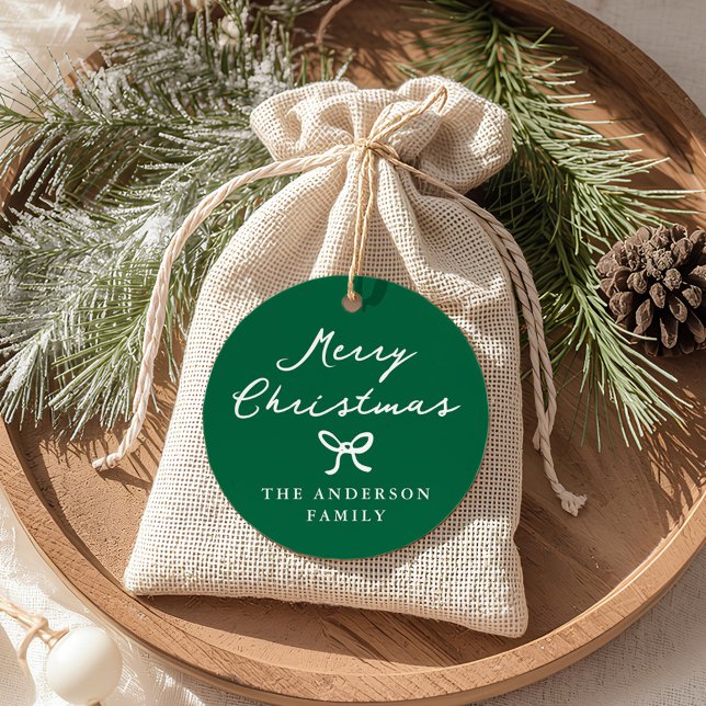 Whimsique Hand Drawn Bow Grönt julgåva Märkre Gåvor Etiketter (Skapare uppladdad)