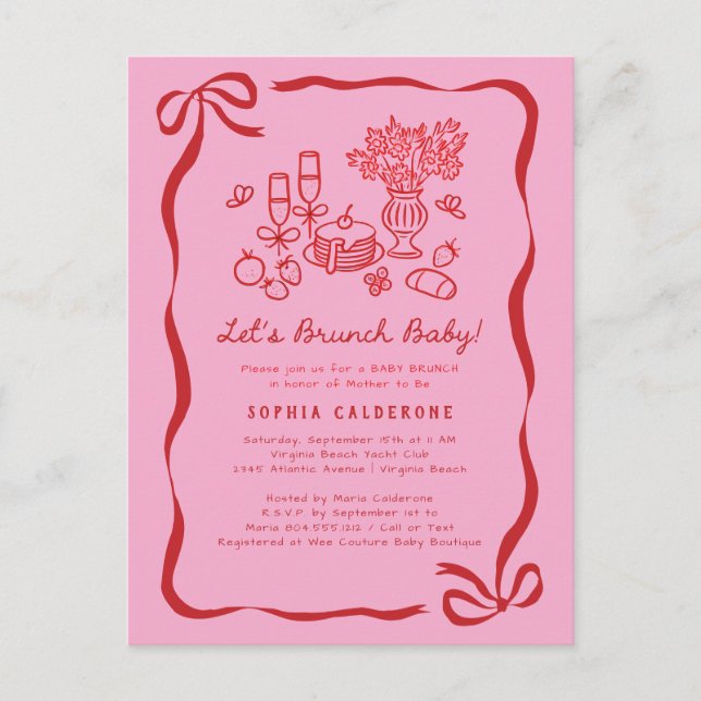 Whimsique Hand plockade Baby Shower Brunch Vykort (Framsida)