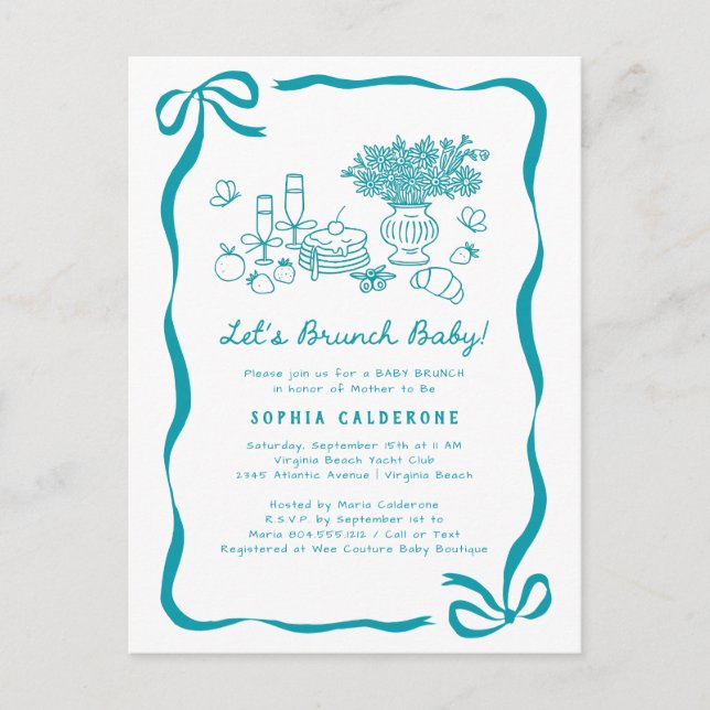 Whimsique Hand plockade Baby Shower Brunch Vykort (Framsida)
