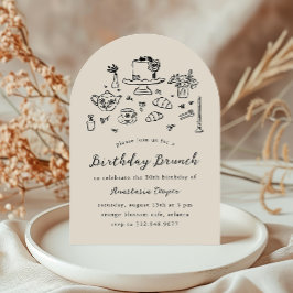 Whimsique Hand plockade Birthday Brunch Tea Party Inbjudningar