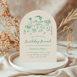 Whimsique Hand plockade Birthday Brunch Tea Party Inbjudningar