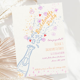 Whimsique Hand plockade Blommigt Bachelorette Part Inbjudningar