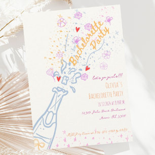 Whimsique Hand plockade Blommigt Bachelorette Part Inbjudningar