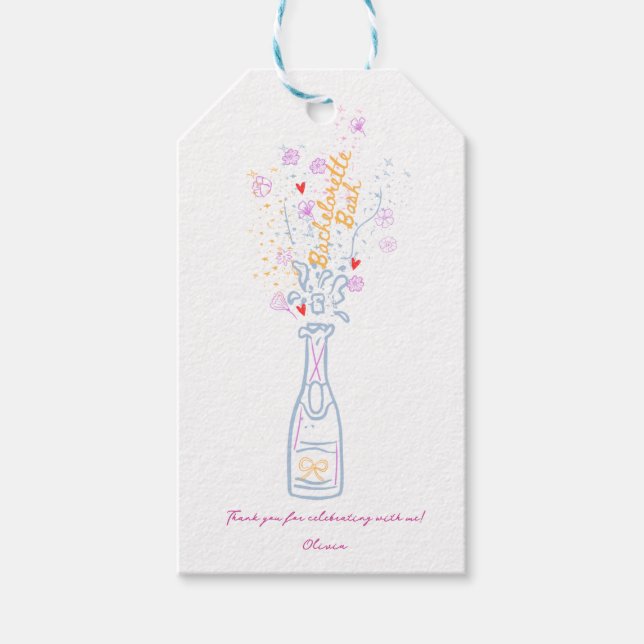 Whimsique Hand plockade Blommigt Bachelorette Part Presentetikett (Framsidan)