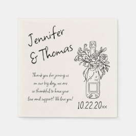 Whimsique Hand plockade Blommigt Champagne Bröllop Pappersservett