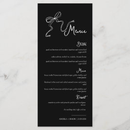 Whimsique Hand plockade Bow Black Bröllop Menu Meny