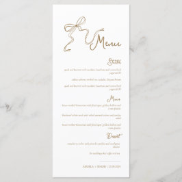 Whimsique Hand plockade Bow Guld Bröllop Menu Meny