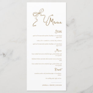 Whimsique Hand plockade Bow Guld Bröllop Menu Meny