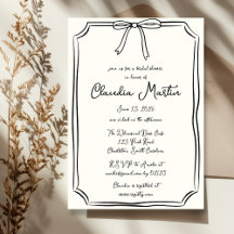 Whimsique Hand plockade Bow Inbjudningskort för mö