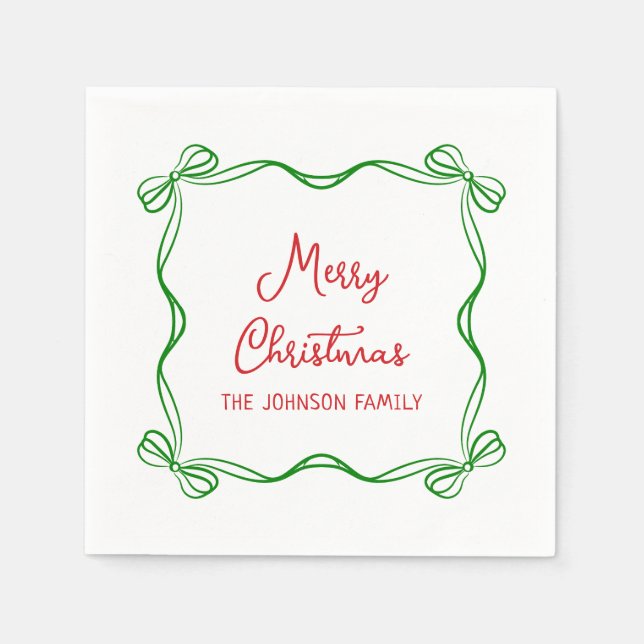 Whimsique Hand plockade Bow-julgåva Pappersservett (Framsidan)