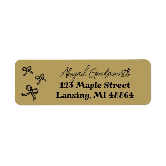 Whimsique Hand plockade Bow Möhippa Adress Returadress Etikett (Framsidan)