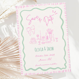 Whimsique Hand plockade Bow Scribble Vågigt Bröllo Inbjudningar