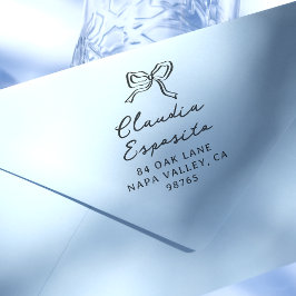 Whimsique Hand plockade Bow & Script Namn Adress Självfärgande Stämpel