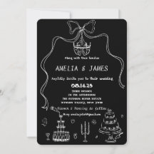 Whimsique Hand plockade Bow Teckning Quirky Bröllo