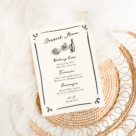 Whimsique Hand plockade Bröllop Dessert Menu Meny