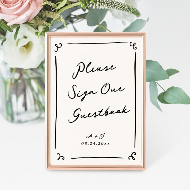 Whimsique Hand plockade Bröllop Guestbook-tecken Poster (Skapare uppladdad)