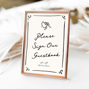 Whimsique Hand plockade Bröllop Guestbook-tecken Poster