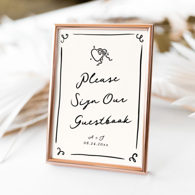 Whimsique Hand plockade Bröllop Guestbook-tecken Poster (Skapare uppladdad)