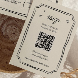 Whimsique Hand plockade Bröllop Quirky QR OSA kort
