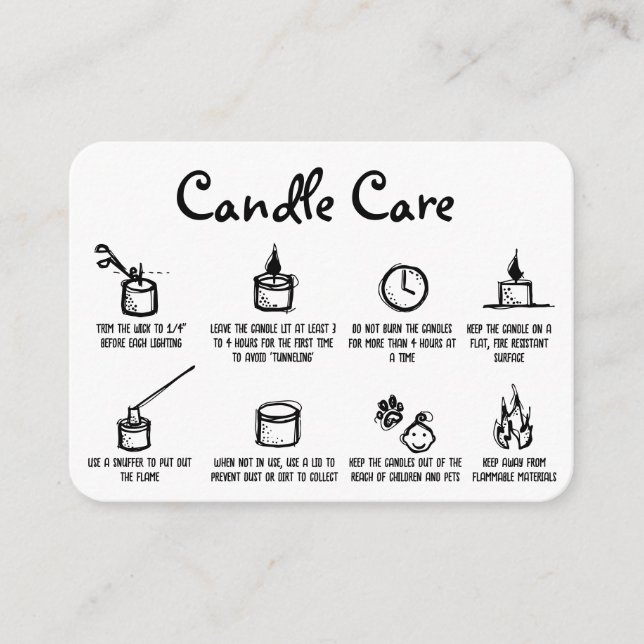 Whimsique Hand plockade Candle Care Tack Logotyp Tilläggskort (Framsida)