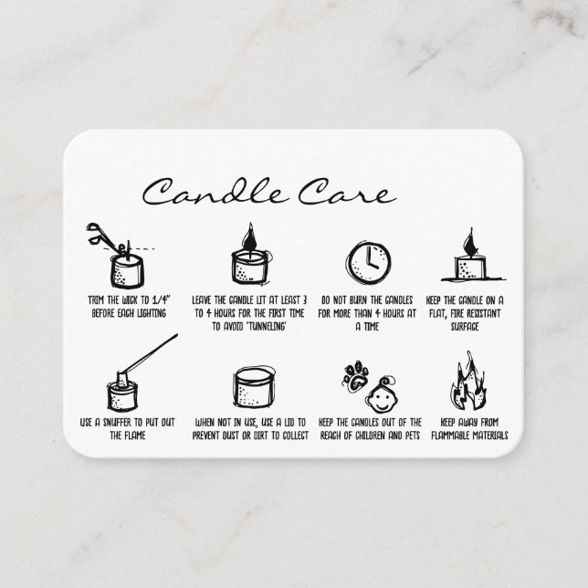 Whimsique Hand plockade Candle Care Tack Logotyp Tilläggskort (Framsida)