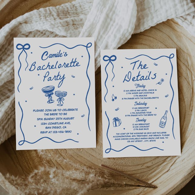 Whimsique Hand plockade Cocktail Bachelorette Part Inbjudningar (Skapare uppladdad)