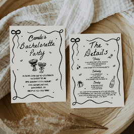 Whimsique Hand plockade Cocktail Bachelorette Part Inbjudningar