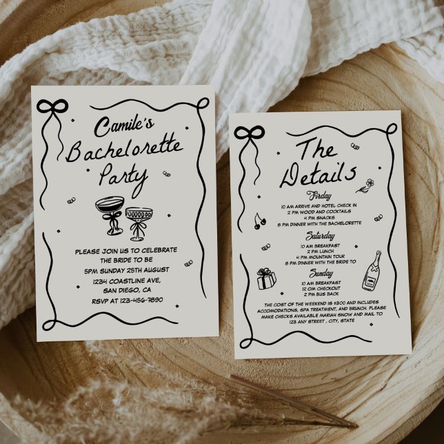 Whimsique Hand plockade Cocktail Bachelorette Part Inbjudningar (Skapare uppladdad)