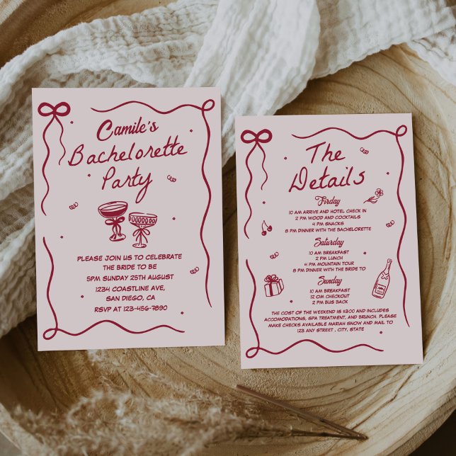 Whimsique Hand plockade Cocktail Bachelorette Part Inbjudningar (Skapare uppladdad)