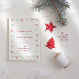 Whimsique Hand plockade Coquette Bows jul Party Inbjudningar