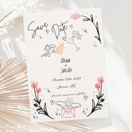 Whimsique Hand plockade Cupid Scribble Bow Bröllop Inbjudningar
