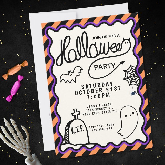 Whimsique Hand plockade Cute Halloween fest Inbjudningar (Skapare uppladdad)