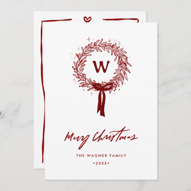 Whimsique Hand plockade Doodle God jul Foto Julkort (Fram/baksida)