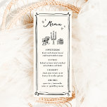 Whimsique Hand plockade Doodles Bröllop Meny<br><div class="desc">Den här fina designen har ett krångligt hand plockade doodle inslag och en viskös text.</div>