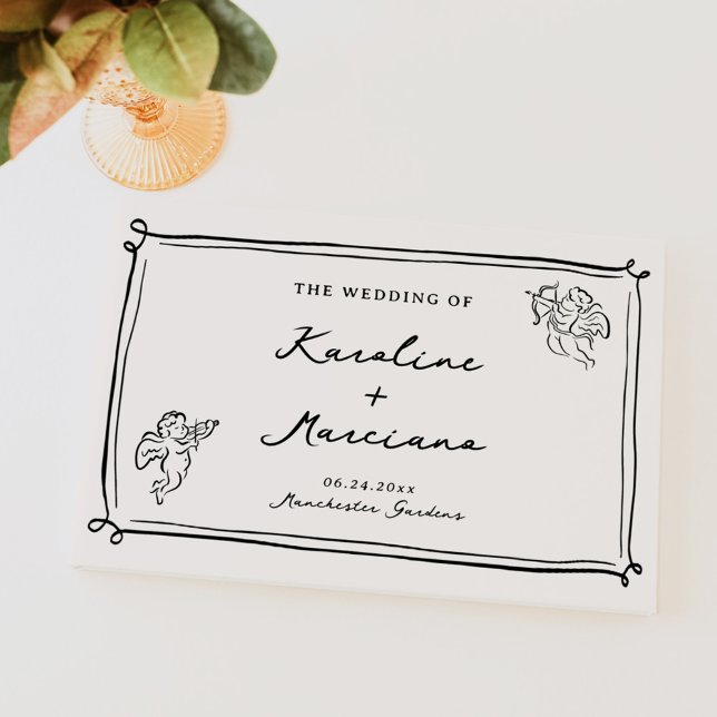 Whimsique Hand plockade Doodles Bröllop Välkommen Gästböcker (Skapare uppladdad)