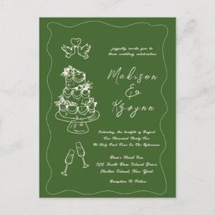 Whimsique Hand plockade Doodles Bröllop Vykort