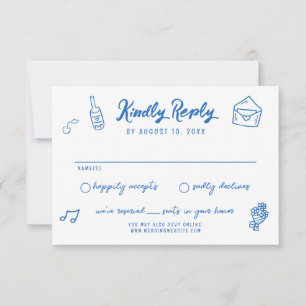 Whimsique Hand plockade Doodles Fransk Stil Bröllo OSA Kort