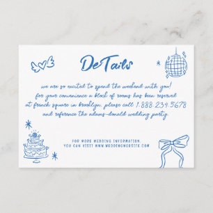 Whimsique Hand plockade Doodles Fransk Stil Bröllo Tilläggskort