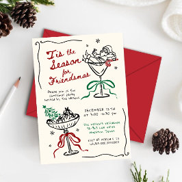 Whimsique Hand plockade Friendsmas jul Party Inbjudningar