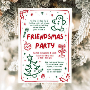 Whimsique Hand plockade Friendsmas Party Inbjudningar