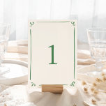 Whimsique Hand plockade Grönt Bordsnummer<br><div class="desc">Denna förtjusande utformning har hand plockade inslag och en viskös text.</div>